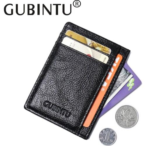 Ultrathin Genuine Leather Card Holder Black Brown Quality Soft Business Fashion ID Credit Cards Holders For Men