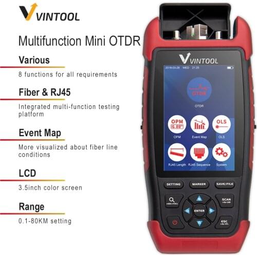 Mini OTDR Fiber Optic Equipment 1550nm 8 Function in 1 VFL OPM OLS Event Map RJ45 Cable TesterTester