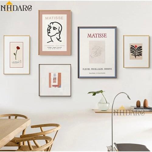 Vintage Simple Matisse Sketch Character Plants Poster Canvas Print Painting Picture Wall Art Home Living Room Decoration