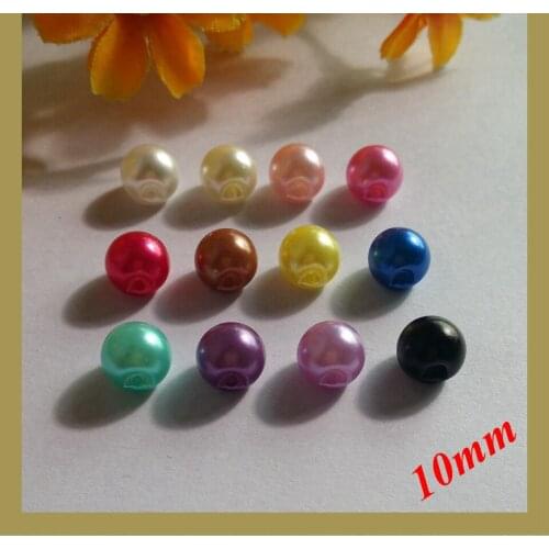 Can choose the colors) wedding dress pearl button 100pcs 10mm side hole 12color Plastic pearl decorative buttons clothes sewing