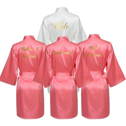 YUXINBRIDAL 2019 New Bridesmaid Robes Robes Bridal Robes Coral Satin Robe Bridesmaid Robes Wedding