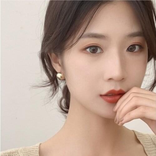 S925 sterling silver custom high retention color wild simple round earring female Korean ins cold wind earrings new trend