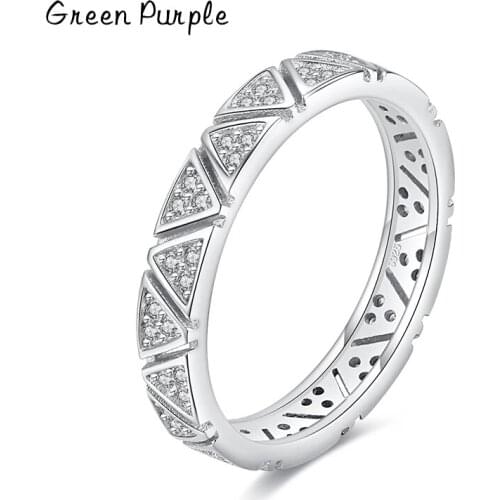 Green Purple Real S925 Sterling Silver Rings For Women Round Classic Ten Hearts Zircon Ring Romantic Wedding Statement Jewelry