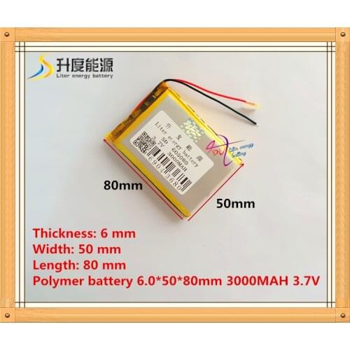 1PCS free shipping 3.7V 605080 lithium polymer batteries 3000MAH 7 inch Tablet PC battery batteries A product