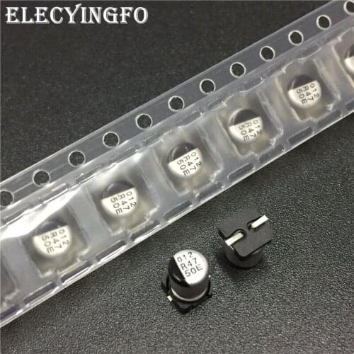 100pcs 0.47uF 50V0.47uf NACE series 4x5.5mm 50V0.47uF Chip type SMD Audio Electrolytic Capacitor