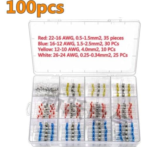 100pcs welding sealed wire joint waterproof heat shrinkable butt joint wire terminal insulation butt joint