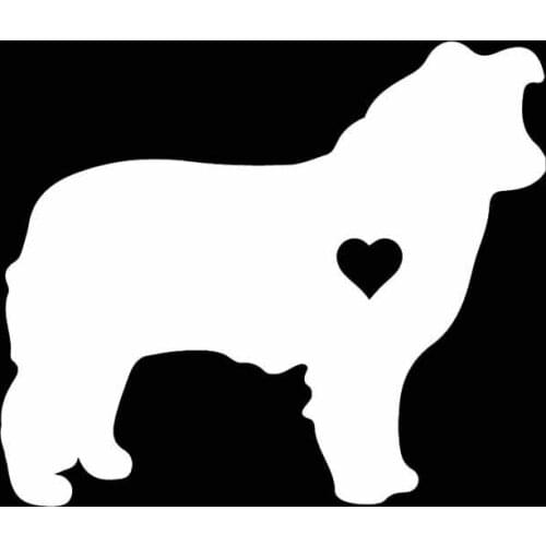 14CM*11.9CM Vinyl Car Sticker Border Collie Heart Bumper Decoration Sticker Black/Silver C2-3150