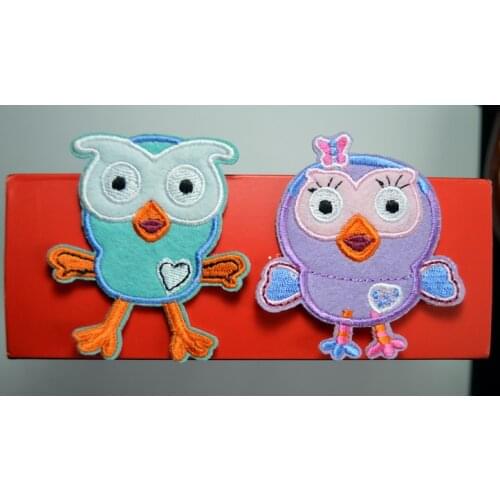 Purple Blue Owl bird of prey hoot animal wildlife applique iron on patch new (Size is about 5.8 * 6.3 cm)