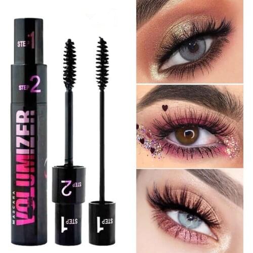 2 In 1 3D Mascara Thick Curling Lengthening Eyelashes Extension Cosmetics Waterproof Long Lasting Natural Makeup Mascara