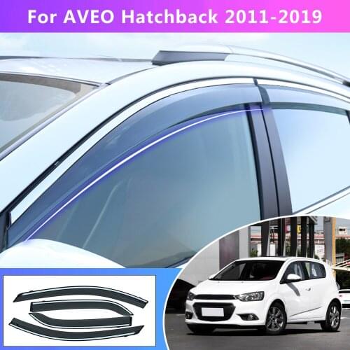 4PC Car Styling Smoke Window For Chevrolet Aveo Hatchback 2011-2017 2018 Sun Rain exterior visor Deflectors Guard Accessories