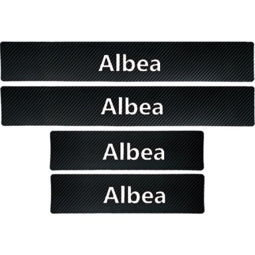 4PCS Carbon Fiber Vinyl Sticker Car Door Sill Scuff Plate Fiat Albea Parts Accessories