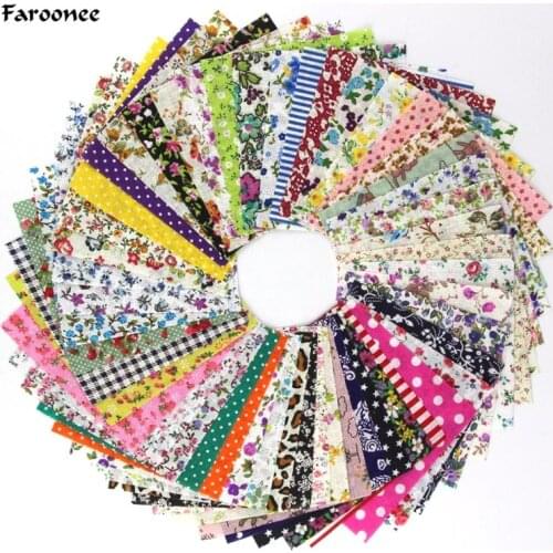 Faroonee 50Pcs Multi Color Brand Cotton Bundle Fabric Patchwork Textile DIY Sewing Fabric For Doll Clothes Bags 10*10 cm
