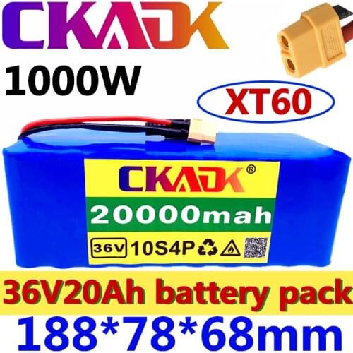 36V battery 10S4P 20Ah battery pack 1000W high power battery 42V 20000mAh Ebike electric bicycle BMS 42v battery with xt60 plug