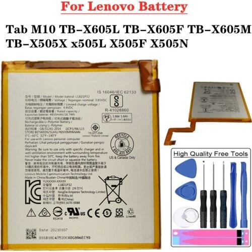 For Lenovo Tab M10 X505L X505F X505N TB-X605L TB-X605F TB-X605M TB-X505X Phone Battery L18D1P32 4850mAh Tablet Batteries +Tools