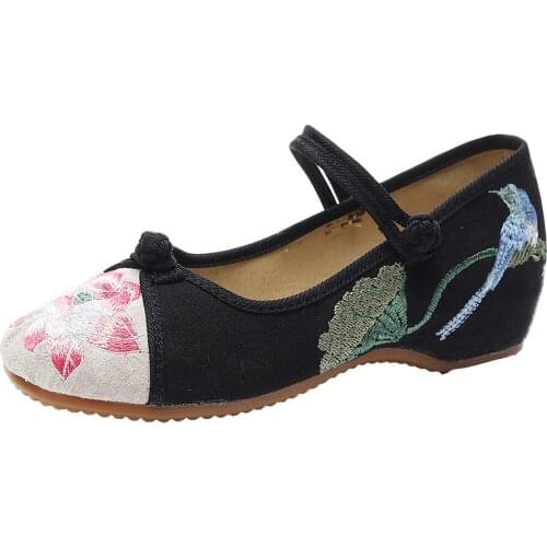 YourSeason Ladies Embroidery Canvas Dance Shoes Ballerinas Vintage Women Costume Ballet Flats With Old Beijing Embroidered