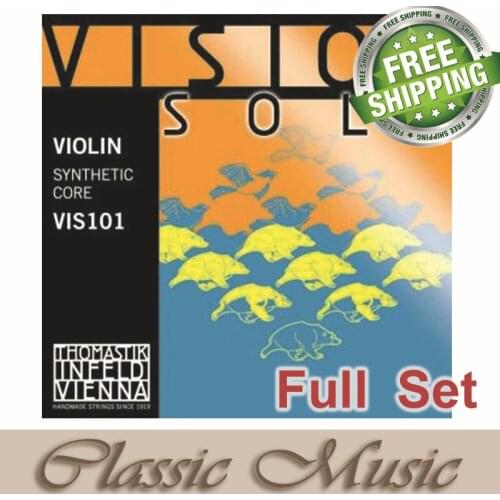 Free shipping,Thomastik Vision Solo Violin Strings(VIS101) - Set Sliver D ,Full set (G,D,A,E) ,4/4 Medium. Made in Austria