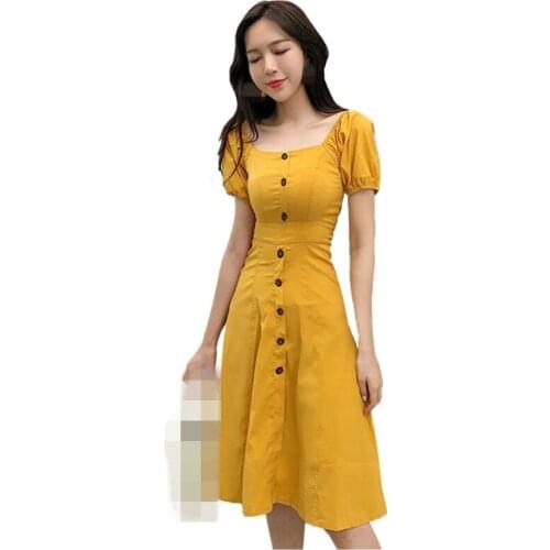 C1580 new 2020 summer style women fashion tide temperament joker slim sexy retro dress cheap wholesale