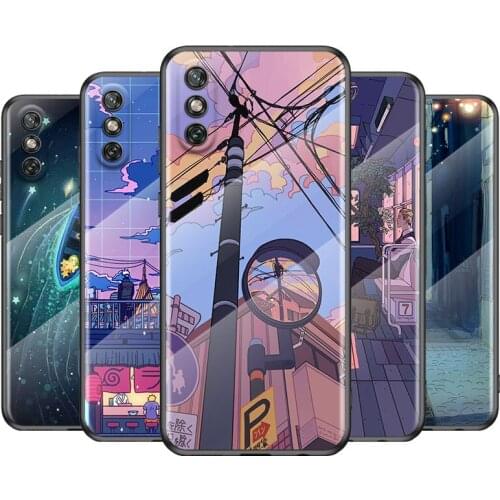 Tempered Glass Cover Aesthetic Style Painting Art For Huawei Y6 Y7 Y9 Y5P Y6P Y8S Y8P Y9A P Smart Z 2019 2020 2021 Phone Case