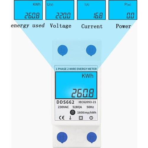 Home LCD Digital Display Power Consumption Meter Single Phase Energy Meter Watt Wattmeter kWh 230V AC 50Hz Electric Din Rail