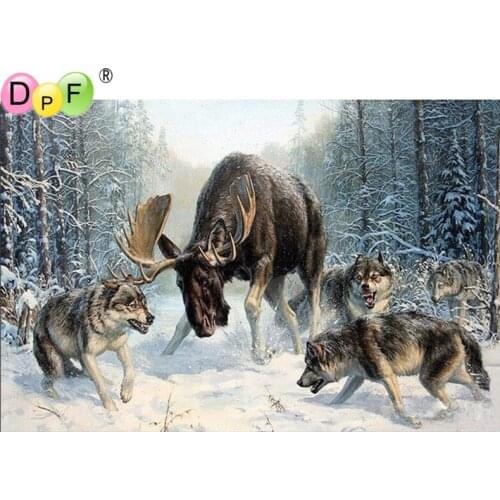 DPF diamond embroidery Struggling horns needlework diamond mosaic square rhinestone home decor diamond painting cross stitch