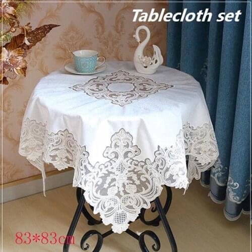 European Style Velvet Embroidered Bordered Tablecloth Set Hotel Villa Bedroom Balcony Living Room Study Office Decoration Tapete