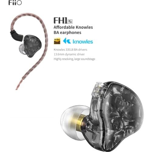 FiiO FH1s HiFi Stereo 1BA(Knowles)+1Dynamic Hybrid Earphone IEM with 0.78 2pins Detachable Cables with Deep bass hifi