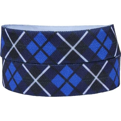 FLRA ElasticFLORA ribbons Blue plaid printing fold over elastic ribbon