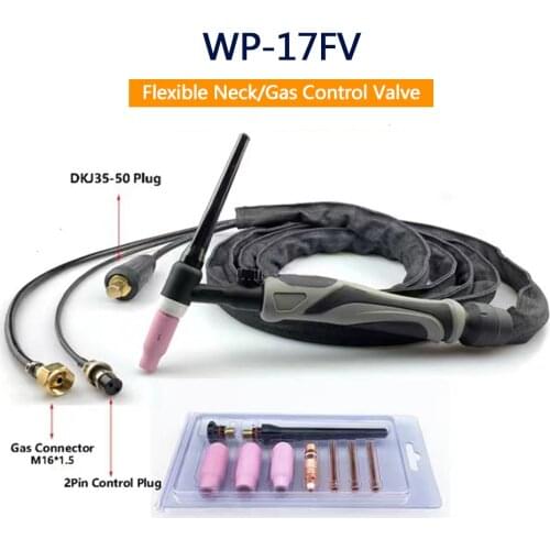 WP-17FV TIG Welding Torch Tungsten soldering Air Cooled WP17 Argon 3.7m 12.1ft Air Cooled WP-17 Flexible Head Gas Control Valve