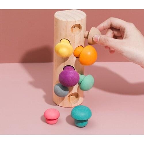 Simulation Of Mushroom Picking And Radish Game For Baby Concentration Training Macaron Wooden Education Toy Fun Early Q7O0