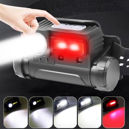 ZK20 XPE COB Inductive LED Headlamp Built-in Battery Type-C Charging Magnetic Working Lamp Headlamps for Camping Hiking Running