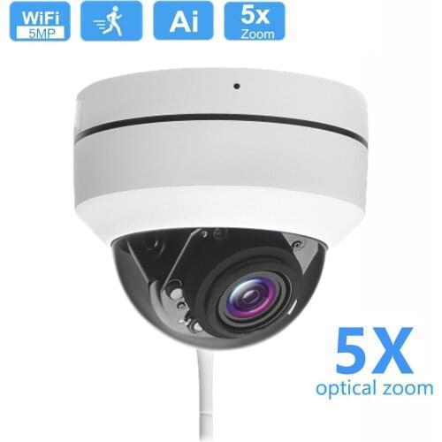 5MP HD PTZ Wifi IP Camera Outdoor Ai Human Detect Auto Tracking Audio 5X Optical Zoom Metal Dome Wireless Security CCTV Camera