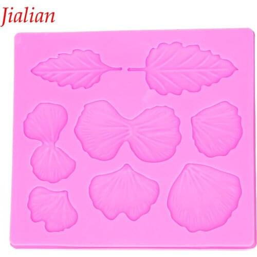 Jialian Leaves Shaped fondant silicone mold chocolate fudge cake decoration baking utensils tools FT-0999