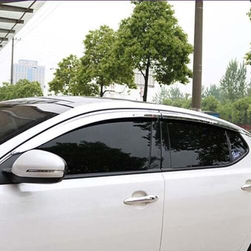 Brand New 1 Set Chrome Side Rain Guard Deflectors Vent Sun Shade Window Visors For Kia K5 2011-2015