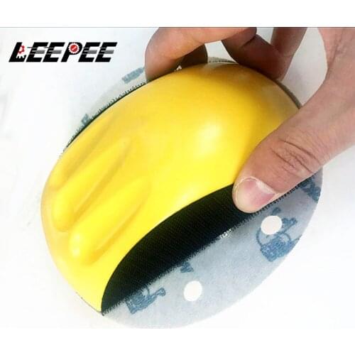 LEEPEE Hand Grinding Block for Sanding Disc Mouse Shaped Backing Pad Automotive Refinish Polish Plate Car Polisher Auto Care