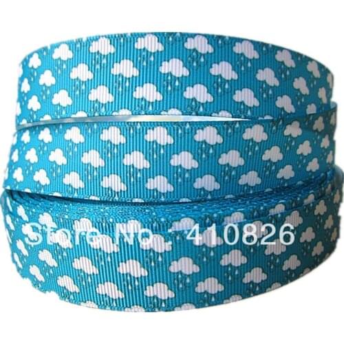 Q&N ribbon 7/8inch 22mm Rain Printed Grosgrain Ribbons Wrapping Hair Bow Garment Accessories DIY Handmade Materials 50yards