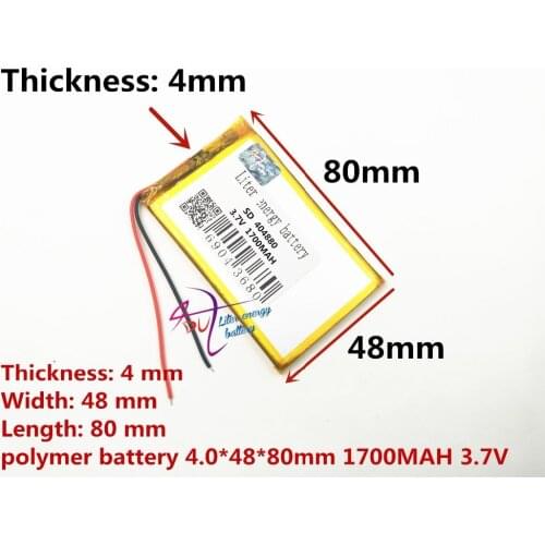 Best battery brand 3.7V 404880 405080 MP3 MP4 MP5 polymer lithium battery GPS 1700MAH