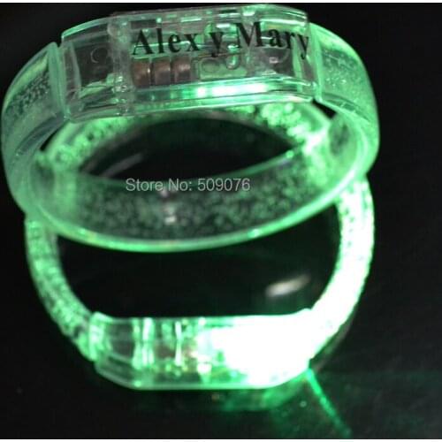 Make LOGO 720pcs/lot light up bangle LED Flash Blinking Party Bracelet flashing acrylic Wrist Band for party event supplies