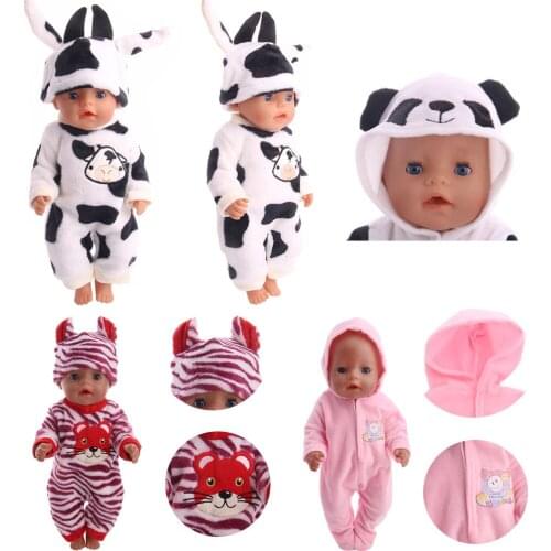Cute Animal Doll Clothes Rompers Suit Doll Outfit For 18 Inch American&43Cm New Reborn Baby Doll Our Generation Dolls Garment