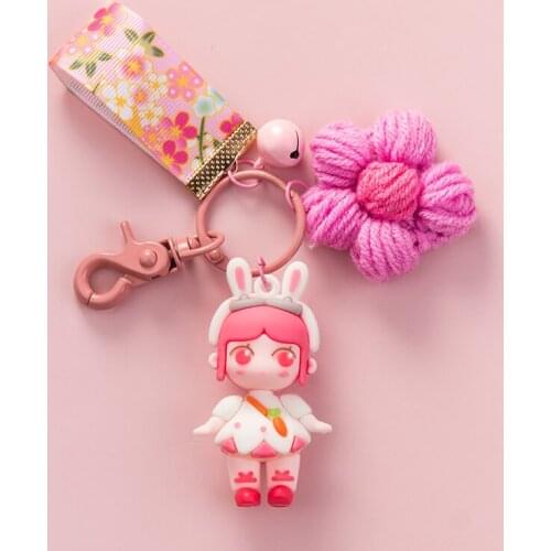 Cute Ins Girl Doll Keychain Kawaii Anime Jewelry Car Key Chain Accessories Pendant For Clothes Backpack Keyring Phone Charm