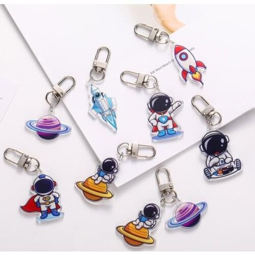 Mini Spaceman Astronaut Keychain Solar System Planetary Galaxy Spaceship Rocket Key Holder Mens Car Keyring Pendant Gift
