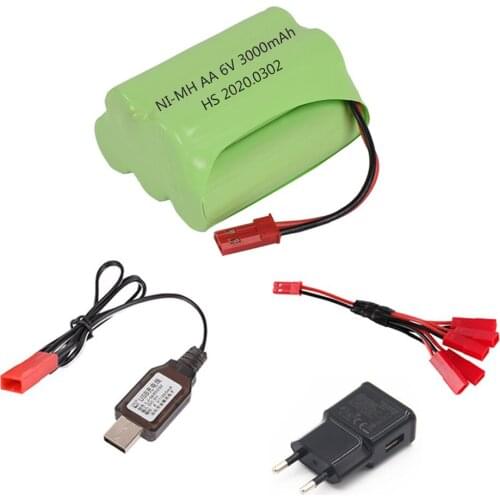 6V 3000mAh NiMH Battery and Charger Sets For RC Car Robot Tank Gun rc Boat AA 2400mah 6v Rechargeable Battery Pack with JST Plug