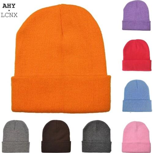 Solid Unisex Warm Knitted Cap Beanie Wool Blends Soft Autumn Winter Men Women SkullCap Hats Gorro Ski Caps 24 Colors Beanies