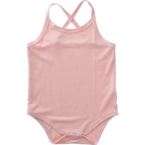 2020 Summer Toddler Baby Boys Girls Square Collar Sleeveless Solid Color Bodysuits Toddler Suspender Vest 0-18M Newborn Clothing