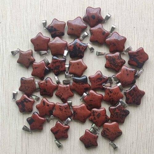 Wholesale 24pcs/lot new fashion Natural Mahogany Obsidian five star charms pendants for diy jewelry making free shipping