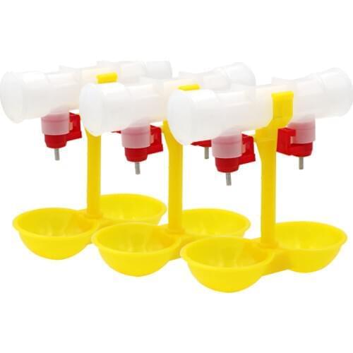 3pcs Chicken Drinking Fountain Double Hanging Cup Ball Nipple Drinkers Chickens Bird Quail Poultry Feeders Feeding Supplies