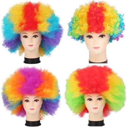 Holiday Colorful Wigs For Adult Kids Dress Performance Props Fluffy Funny Multicolor Party Decoration Clown Wig Curly