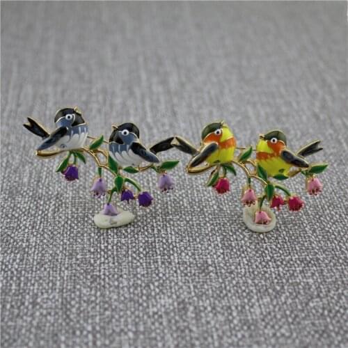 2020 Christmas gift color Drip glaze animal Couple Animal Magpie magpie alloy brooch free shipping