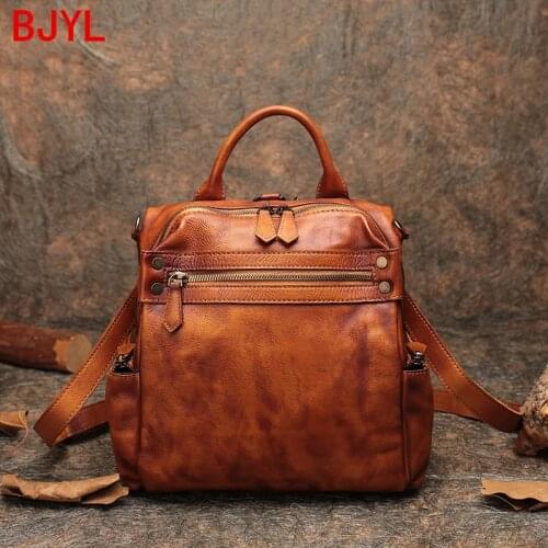 New soft leather travel backpack women bag retro style British style leather large capacity casual school backpacks female 2020