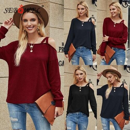 Женские однотонные футболки SEBOWEL China At AliExpress