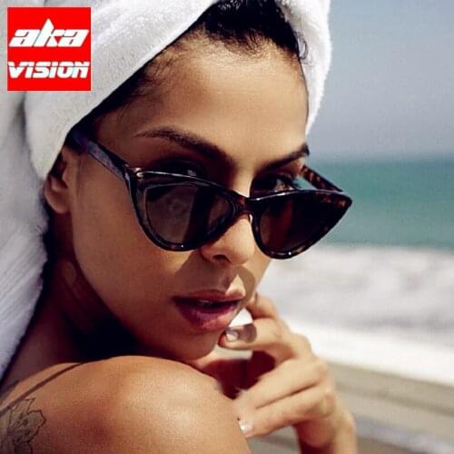 AKA VISION 2021 Sunglasses Woman Cat Eye Eyewear Shade for Women Retro Triangular Glasses Cateye Gafas De Sol Hombre UV400